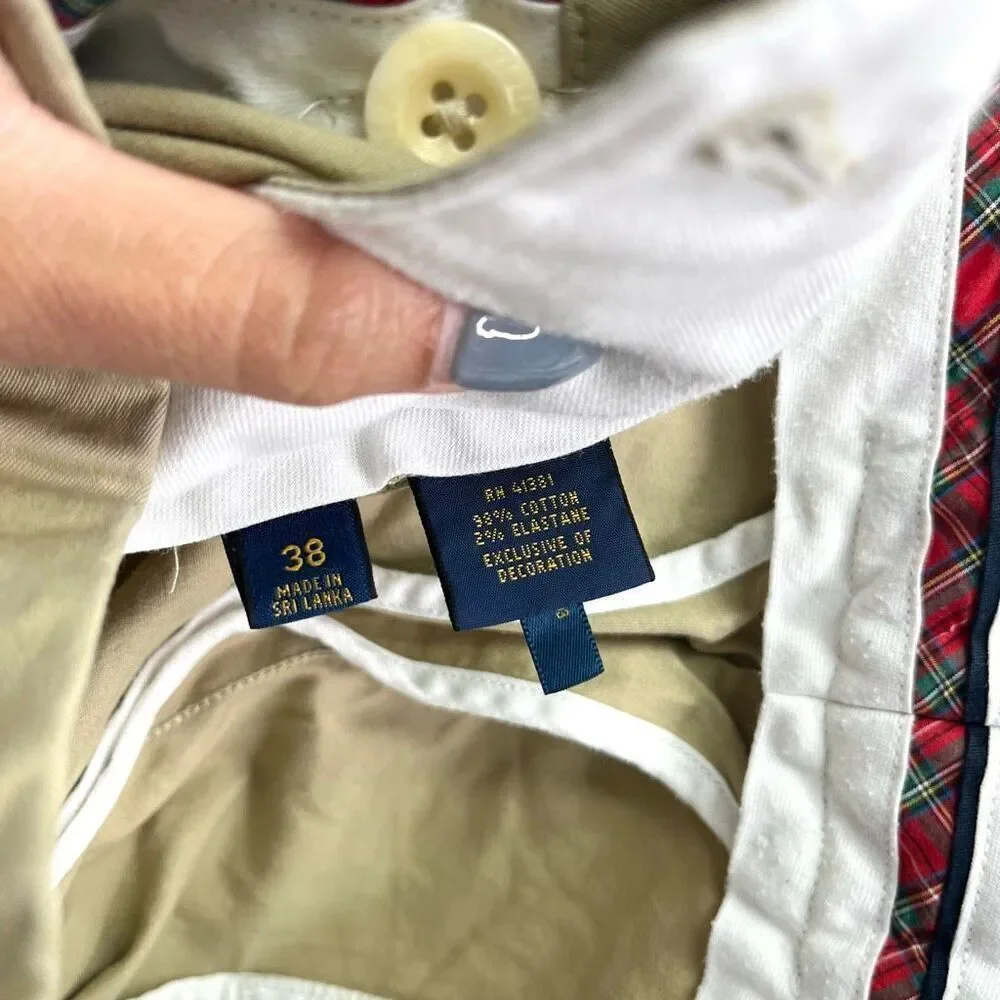 Polo Ralph Lauren Shorts Boys 38 Golf Cotton Twill Stretch Tan Khaki Pleated 9”‎